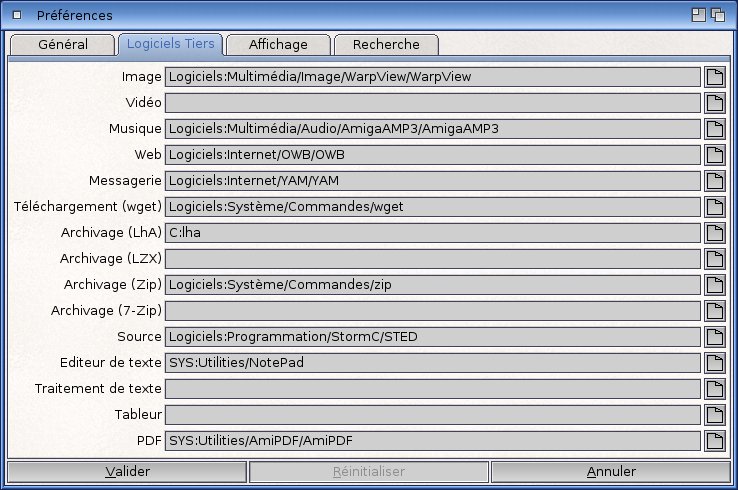 Pr�f�rences de Dir Me Up, onglet 'Logiciels Tiers'